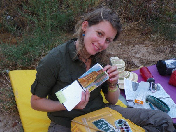 Natalia doing watercolors