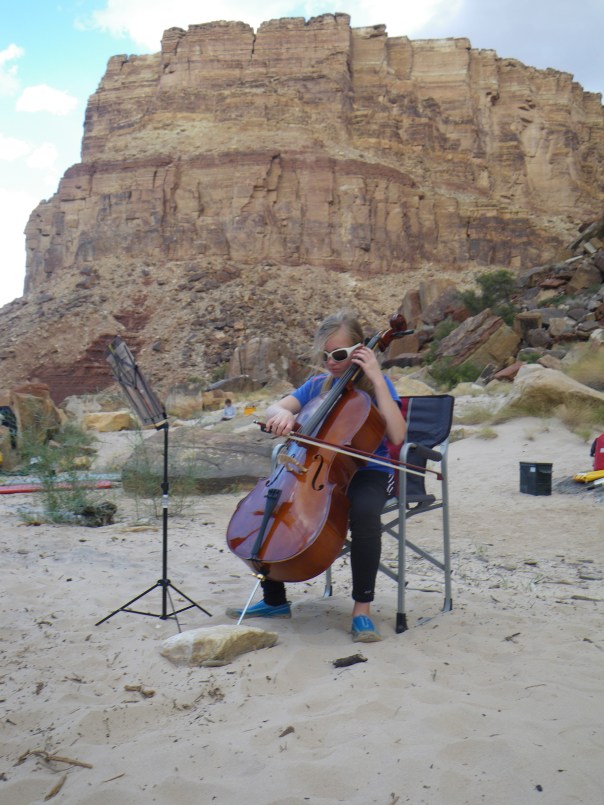 Ariel playing her cello in camp