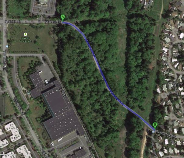 Dangerous Hollyhills Dr behind Seattle Times building