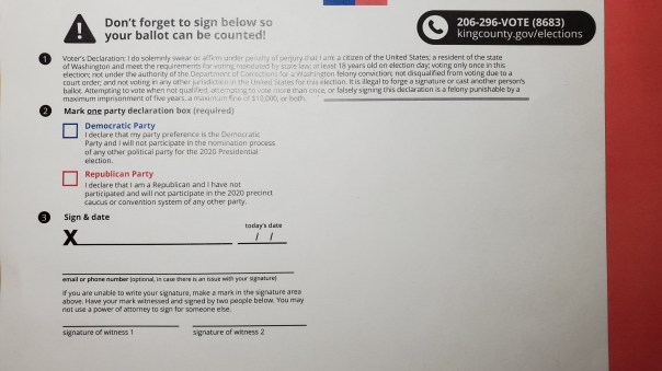 Primaries Ballot envelope